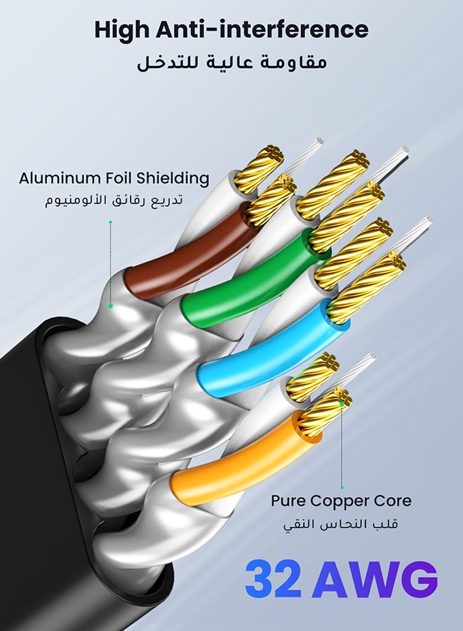 يو جرين كابل إيثرنت كات 7 بمنفذ Gigabit RJ45 LAN عالي السرعة 10 جيجابايت في الثانية بتصميم مسطح ومغلف وسلك تصحيح لشبكة الإنترنت لأجهزة الألعاب بلايستيشن 5/4/3 وأجهزة إكس بوكس وأجهزة الكمبيوتر واللابتوب وأجهزة المودم وراوتر بطول 8 أمتار - Image 4